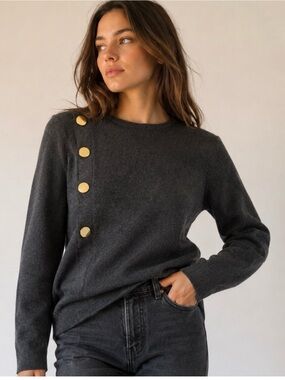 Zara Dark Gray Sweater with Gold Buttons